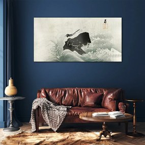 Sklenený obraz Vodné vlny vták rock