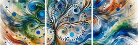 Obraz – Farebný energetický strom (s hodinami) (90x30 cm)