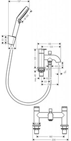 Hansgrohe Vernis Blend - 2-otvorová batéria na okraj vane s prepínacím ventilom a ručnou sprchou Vernis Blend Vario, čierna matná 71461670