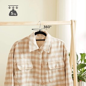 Protišmykový zamatový vešiak na šaty, 20 kusov, čierny