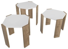 Set 3 konferenčných stolíkov Lorizolla (biela + orech). Vlastná spoľahlivá doprava až k Vám domov. 1106451