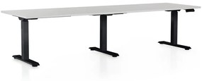 Výškovo nastaviteľný stôl OfficeTech Long, 260 x 80 cm, čierna podnož, svetlo sivá