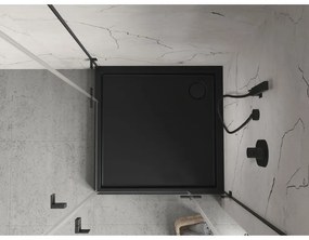 Mexen Flow+, štvorcová sprchová vanička 90 x 90 cm, čierna matná, 46S709090H