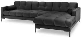 Tmavosivá zamatová rohová pohovka Cosmopolitan Design Bali, pravý roh