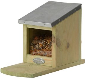 Kŕmidlo pre veveričky Ema, 19x12,5x25,5 cm, drevo/kov, hnedá