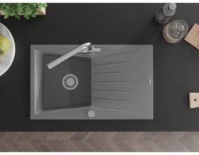 Mexen Cesar, granitový drez 775x470x190 mm, 1-komorový a chrómová batéria Duero, šedá, 6514-71-671600-00