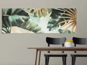 Ručne maľovaný obraz Tropické listy, 120x40 cm%
