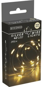 Svetelný drôt Silver lights 40 LED, teplá biela, 195 cm