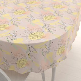 Biante Teflónový oválny obrus TF-069 Žlto-ružové kvety s lístkami 50x100 cm