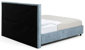 Modrá čalúnená dvojlôžková posteľ s úložným priestorom s roštom 160x200 cm Myra Bold – Bonami Selection