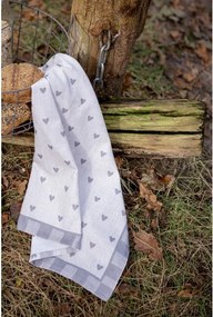 Tea Towel 50x70 cm Beige Grey Cotton Hearts - 50*70 cm