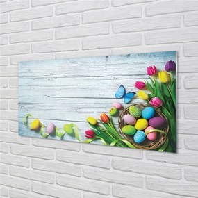 Nástenný panel  Eggs tulipány motýľ 140x70 cm