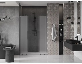 Mexen Velar Duo, posuvné sprchové dvere do otvoru 140 cm, 8mm sklo námraza, brúsený grafit, 871-140-000-32-95