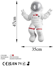 Nástenná dekorácia 47x35 cm astronaut strieborná