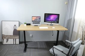 Výškovo nastaviteľný elektrický stôl BestBerg BBAT-16BWD / rozmer 160x80 cm / výška 85-130 cm / čierna/drevo