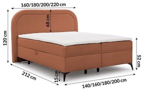 Oranžová boxspring posteľ s úložným priestorom 140x200 cm Ornes – Ropez