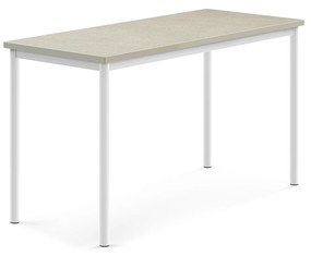 Stôl SONITUS, 1400x600x760 mm, linoleum - svetlošedá, biela