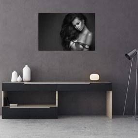 Obraz - Čiernobiely portrét zvodnej ženy (90x60 cm)