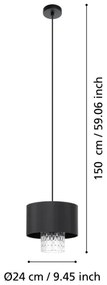 Eglo 39977 - Luster na lanku SAPUARA 1xE27/40W/230V čierna
