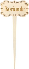 AMADEA Drevený zápich - ceduľka na bylinky Koriander, výška 20 cm, český výrobok