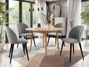 Okrúhly stôl Botiler FI 120 so 4 stoličkami ST100 04, Farby: natura, Farby: čierny, Potah: Magic Velvet 2217
