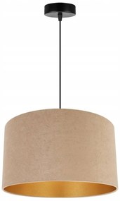 Závesné svietidlo Mediolan, 1x tmavobéžové/zlaté textilné tienidlo, (fi 35cm)