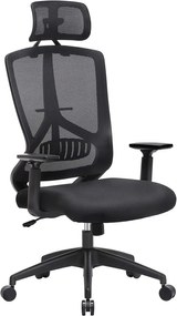 Kancelárska stolička, ergonomická, 120-133x70cm, čierna