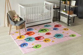 Koberec PLAY  balóniky, písmená abeceda G3548-3,  ružový