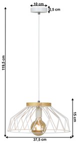 Visiaca lampa, biela/prírodná, drevo/kov, TREX TYP 2