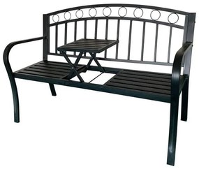 Záhradná lavička s výsuvným stolíkom kovová 127x53x84cm