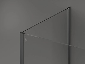 Mexen Kioto, 3-stenová sprchová zástena Walk-In 130 x 80 x 30 cm, 8mm číre sklo, grafitový profil, 800-130-080-221-66-00-030