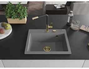 Mexen Oscar, 1-komorový granitový drez 580x490x205 mm, šedá, 6519581000-71-G