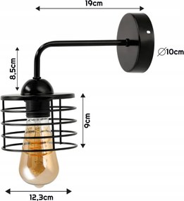 Nástenná lampa LED LOFT edison čierna 1xe27