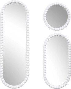 Zrkadlo Pebble, biele, sada 3ks