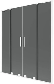 Mexen Velar L Duo, 2-krídlová posuvná vaňová zástena 140 x 150 cm, 8mm šedé sklo, biela matná, 896-140-003-42-20