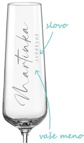 Svadobný pohár na sekt Kaligrafické písmo