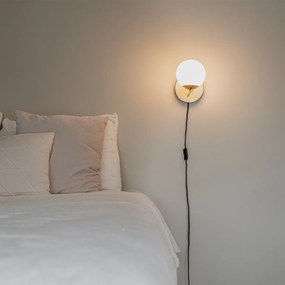 Art Deco nástenná lampa zlatá a opálové sklo - Flore