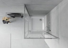 Mexen Rio štvorcový sprchovací kút 90 x 90 cm, 6mm sklo, číre sklo/pásy, chrómový profil + slim sprchová vanička 5cm, 860-090-090-01-20-4010
