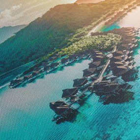 Obraz - Bora Bora (s hodinami) (90x30 cm)