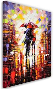 Obraz na plátně Pár déšť barevné olejomalby - 80x120 cm