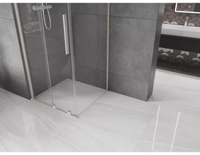 Mexen Velar, sprchový kút s posuvnými dverami 100 x 100 cm, 8mm číre sklo, brúsená oceľ, 871-100-100-01-97