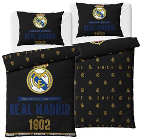 Carbotex Bavlnené obliečky 140x200 + 70x90 cm - Real Madrid Royal Black