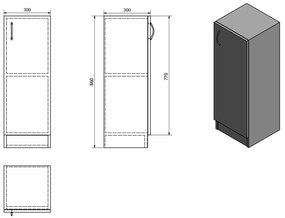 Aqualine Aqualine, SIMPLEX ECO nízka skrinka 30x86x30cm, SIME340