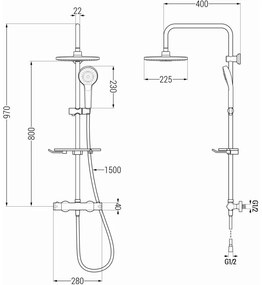 Mexen - KT05 sprchový set s termostatickou batériou Kai, zlatá - biela, 771500593-50