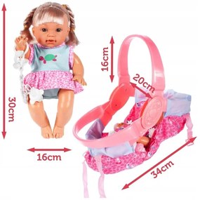MalPlay interaktívna cikajúca bábika v nosítku 28 cm