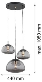 Argon 1493 - Luster na lanku TRINI 3xE27/15W/230V čierna