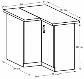 Dolná rohová skrinka D90N Provense (biela + sosna andersen). Vlastná spoľahlivá doprava až k Vám domov. 1015167