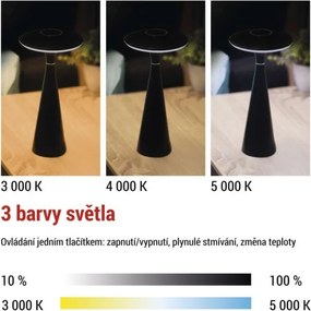 Nabíjacia stolová LED lampa Jason čierna
