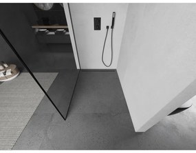 Mexen Kioto, sprchová zástena Walk-In 160 x 200 cm, 8mm číre sklo čierny vzor, grafitový profil, 800-160-101-66-70