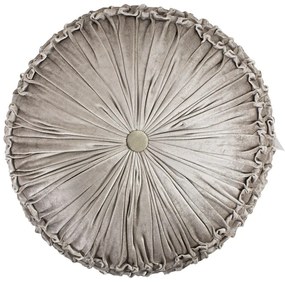 Béžový zamatový okrúhly a naberaný vankúš - Ø 60 cm